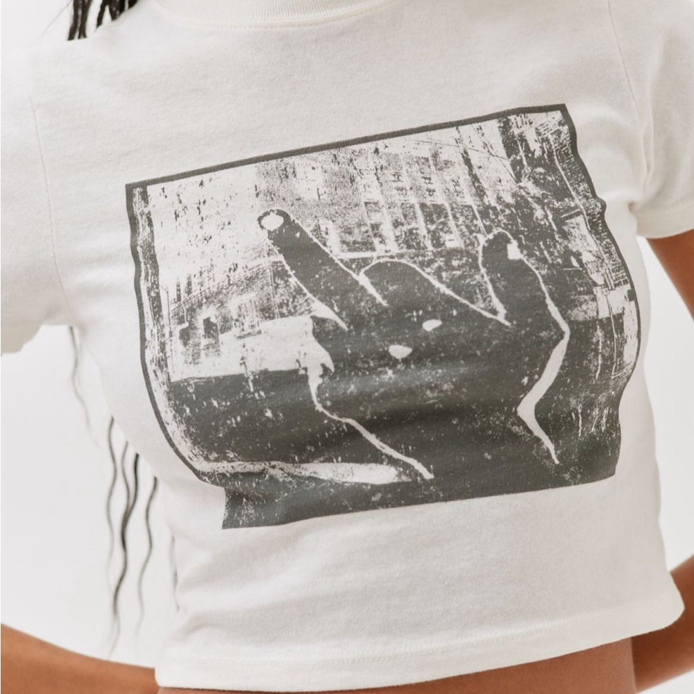 Urban Outfitters Black and White Graphic Crop Top